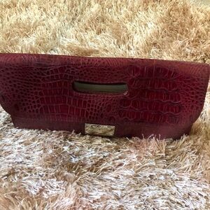 Nine West Burgundy Alligator Embossed Clutch Purse